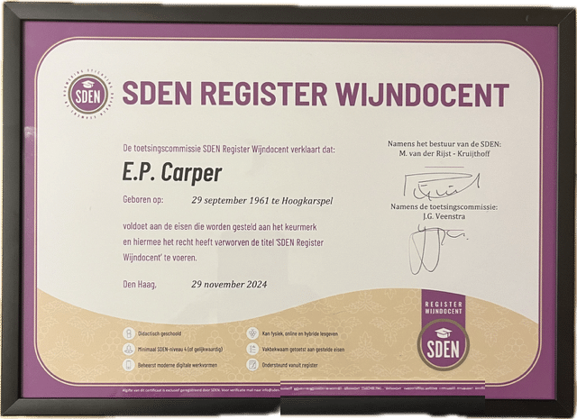 certifikaat register wijndocent SDEN Register Wijndocent Diploma