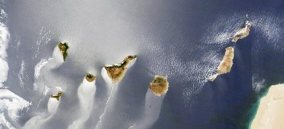 De Canarische eilanden met de stroming van de passaatwinden