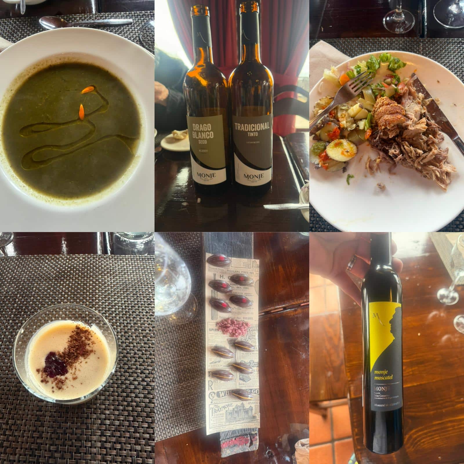 Lunchgerechten en wijnen bij Monje Tenerife